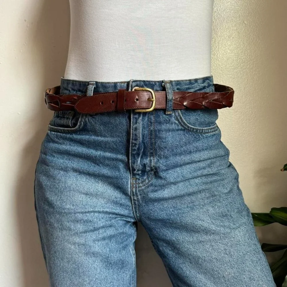 Vintage boho/hippie brown leather belt‎